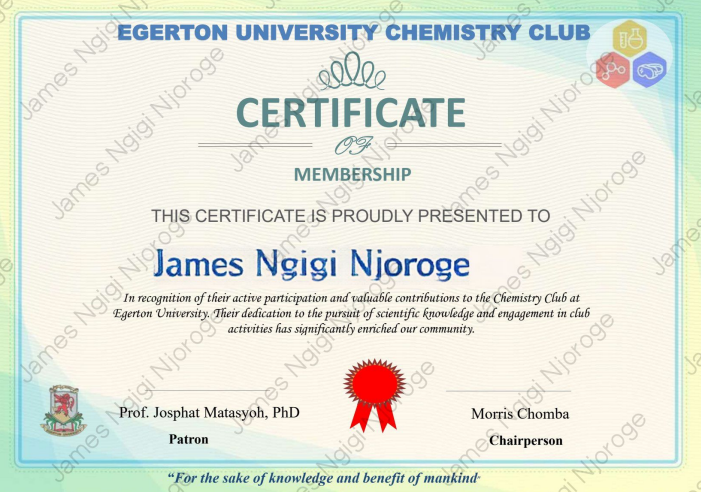 Sample EUCCA Membership Certificate
